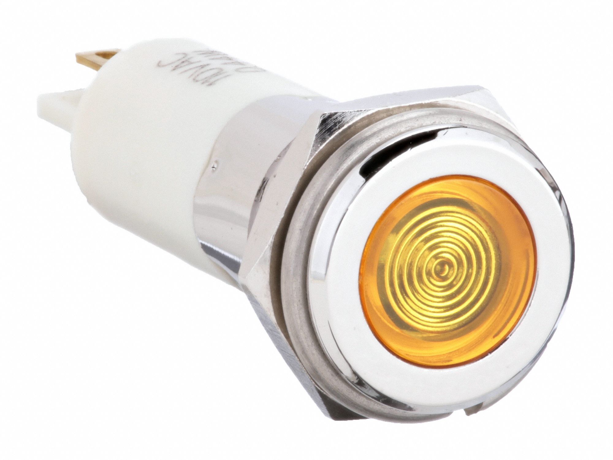 Flush Panel Light: 12 mm Panel Mounting Hole Dia, LED, Yellow, Flush Head, H12