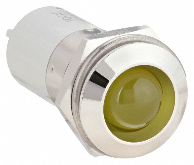 Raised Panel Light: 16 mm Panel Mounting Hole Dia, LED, Yellow, Raised Head, M16