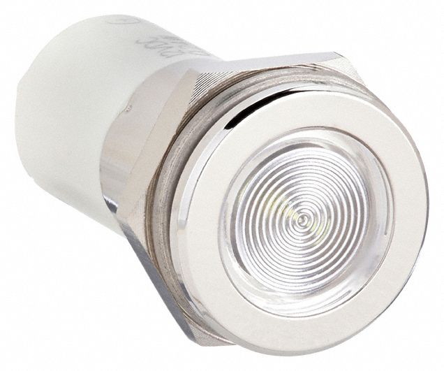 Flush Panel Light: 16 mm Panel Mounting Hole Dia, LED, White, Flush Head, H16