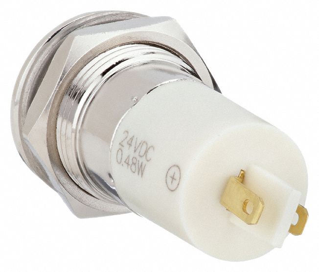 Flush Panel Light: 16 mm Panel Mounting Hole Dia, LED, Yellow, Flush Head, H16