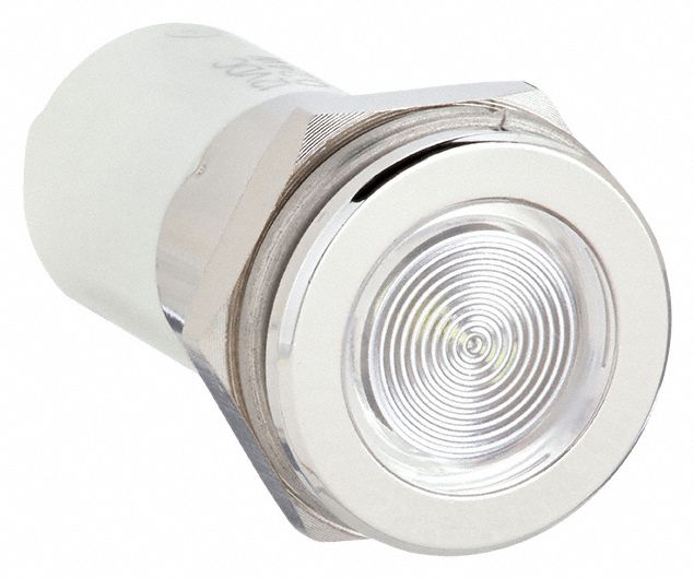 Flush Panel Light: 16 mm Panel Mounting Hole Dia, LED, White, Flush Head, H16