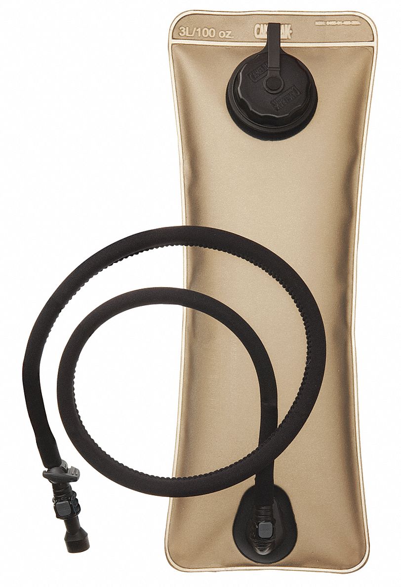 Long Neck Reservoir: Tan, 100 oz Capacity - Max, 18 5/16 in Overall Lg, 7 in Overall Thick