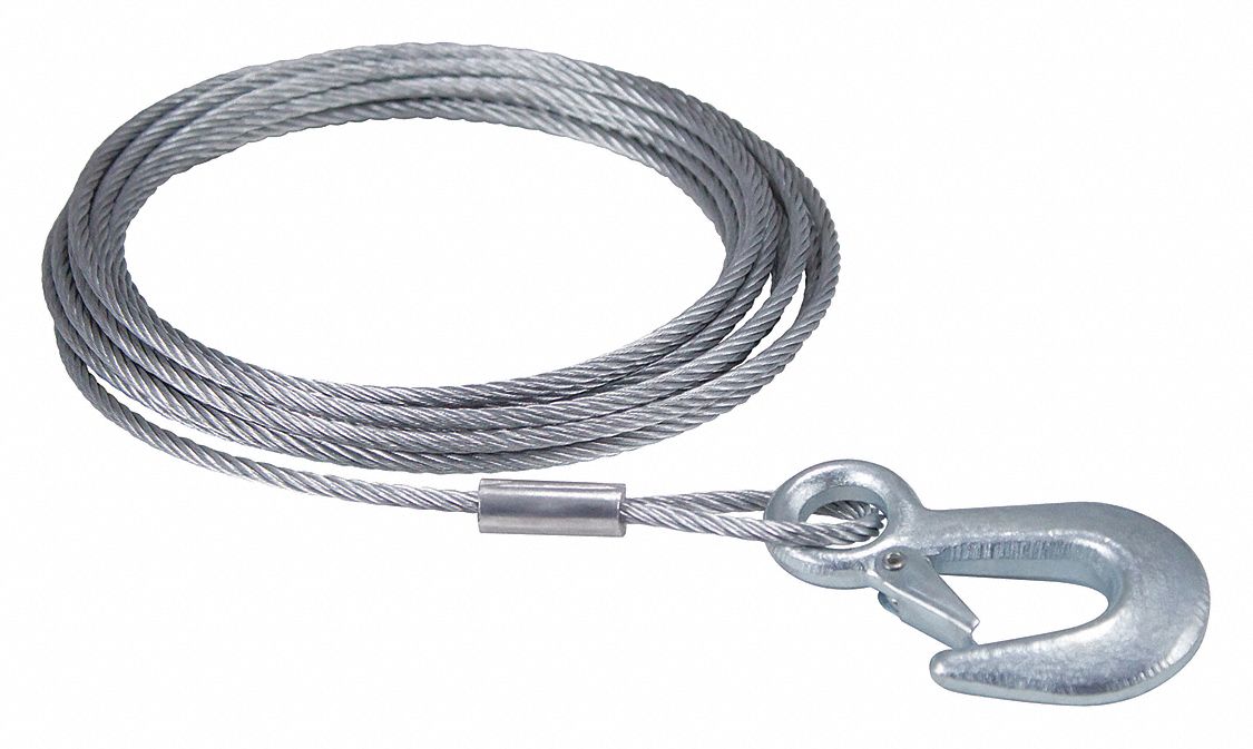 DUTTONLAINSON, Cable, 20 ft Line Lg, Winch Cable w/Hook 24MC626360