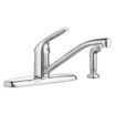 Straight-Spout Single-Joystick-Handle Four-Hole Widespread with Sprayer Deck-Mount Kitchen Sink Faucets image