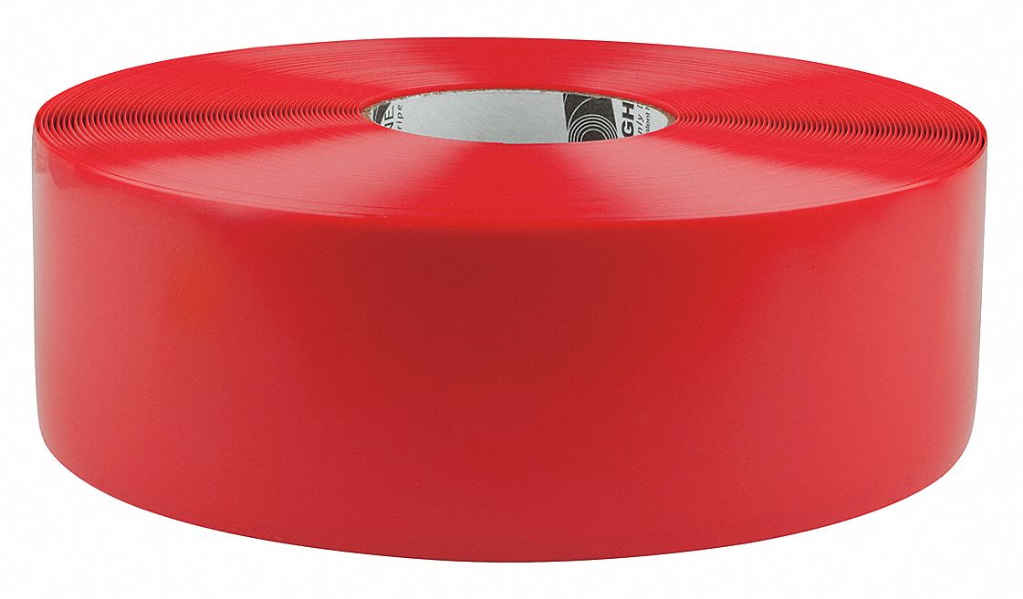 Floor Marking Tape: Extra-Durable, Solid, Red, 3 in x 100 ft, 50 mil Tape Thick, Mighty Line®