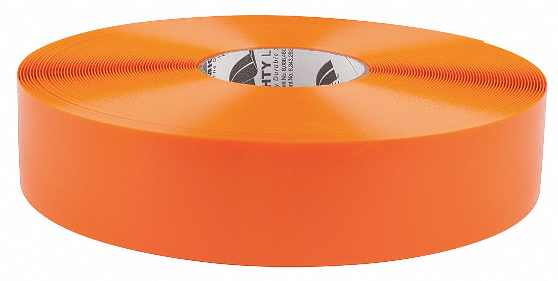 Floor Marking Tape: Extra-Durable, Solid, Orange, 2 in x 100 ft, 50 mil Tape Thick, Mighty Line®