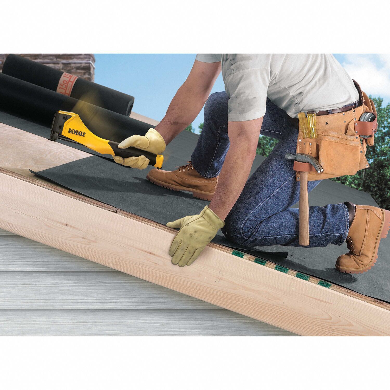 DEWALT Hammer Tacker 14 in Overall Lg, For 3/8 in_1/2 in Staple Leg Lg, For 3/8 in Staple Wd