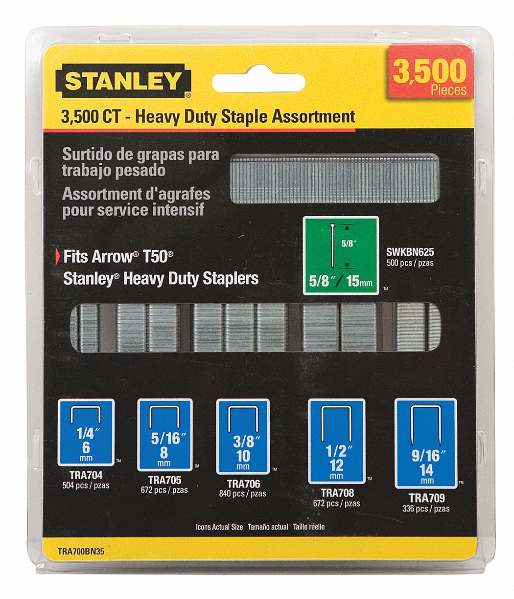 STAPLES, CHISEL POINT, STEEL, 27/64 IN CROWN, 18 GA, 3500-PK, FOR TRE550/TR250 STAPLERS