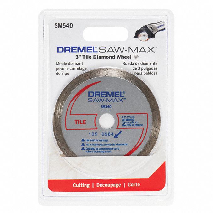 DREMEL CutOff Wheel, 33/8"x.750"x7/8", 20000rpm 24T739SM540 Grainger