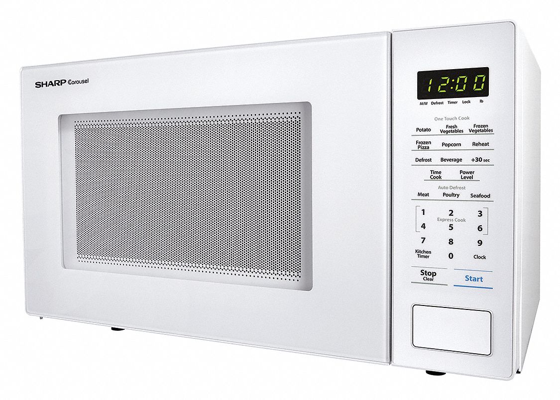 SHARP White Consumer Microwave Oven, 1.1 cu ft, 120 V - 24T745