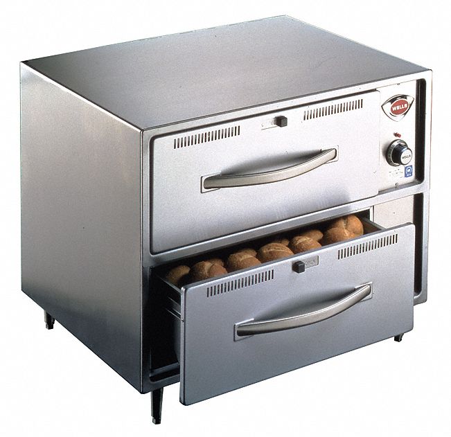 (2) 12 in x 20 in x 6 in Inset Pans, 900 W Watt, Double Drawer Warmer