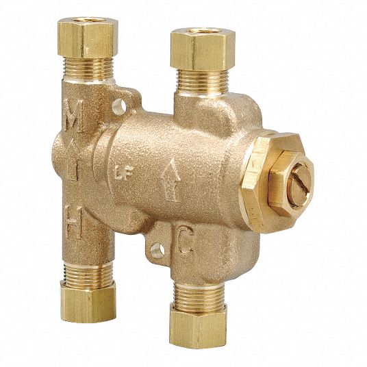 WATTS 3/8 in Compression Inlet Type Mixing Valve, Bronze, 0.5 to 2.25 ...