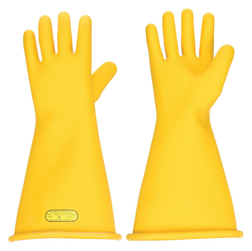ANSELL Electrical Insulating Gloves, Voltage Class Class 2, Yellow, 17 ...