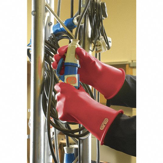 ANSELL Electrical Insulating Gloves, Voltage Class Class 00, Red, 500V