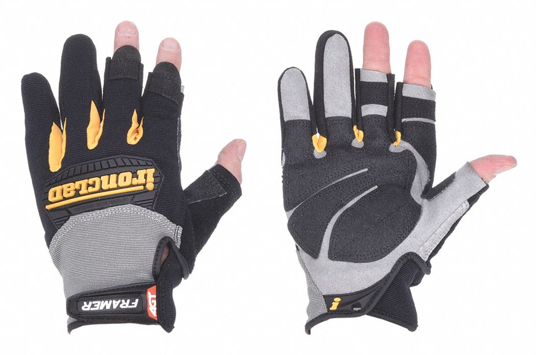 MECHANICS FRAMER GLOVES, S (7), PARTIAL FINGER, SYNTHETIC LEATHER, TPR