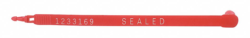 SEAL, SECURITY, CONSECUTIVE, RED, 15.3 MM/0.6 IN, 7.45 X 0.5 X 0.60 IN, HDPE, ACETAL