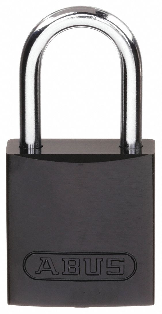 Lockout Padlock: Keyed Different, Aluminum, Compact Body Body Size, Aluminum, Std, Black