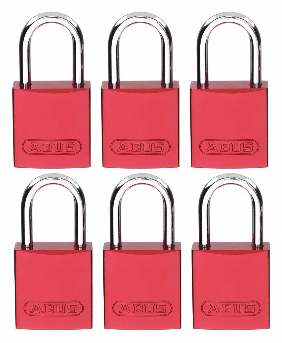 Lockout Padlock: Keyed Alike, Aluminum, Compact Body Body Size, Aluminum, Std, Red, Aluminum