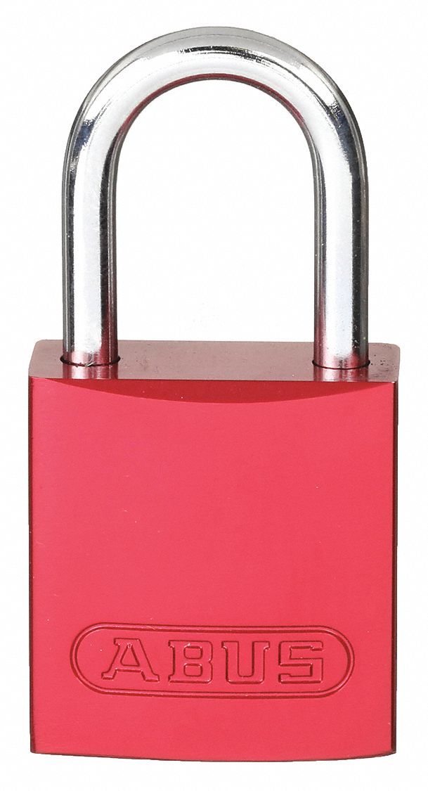 Lockout Padlock: Keyed Different, Aluminum, Compact Body Body Size, Aluminum, Std, Red, BRADY