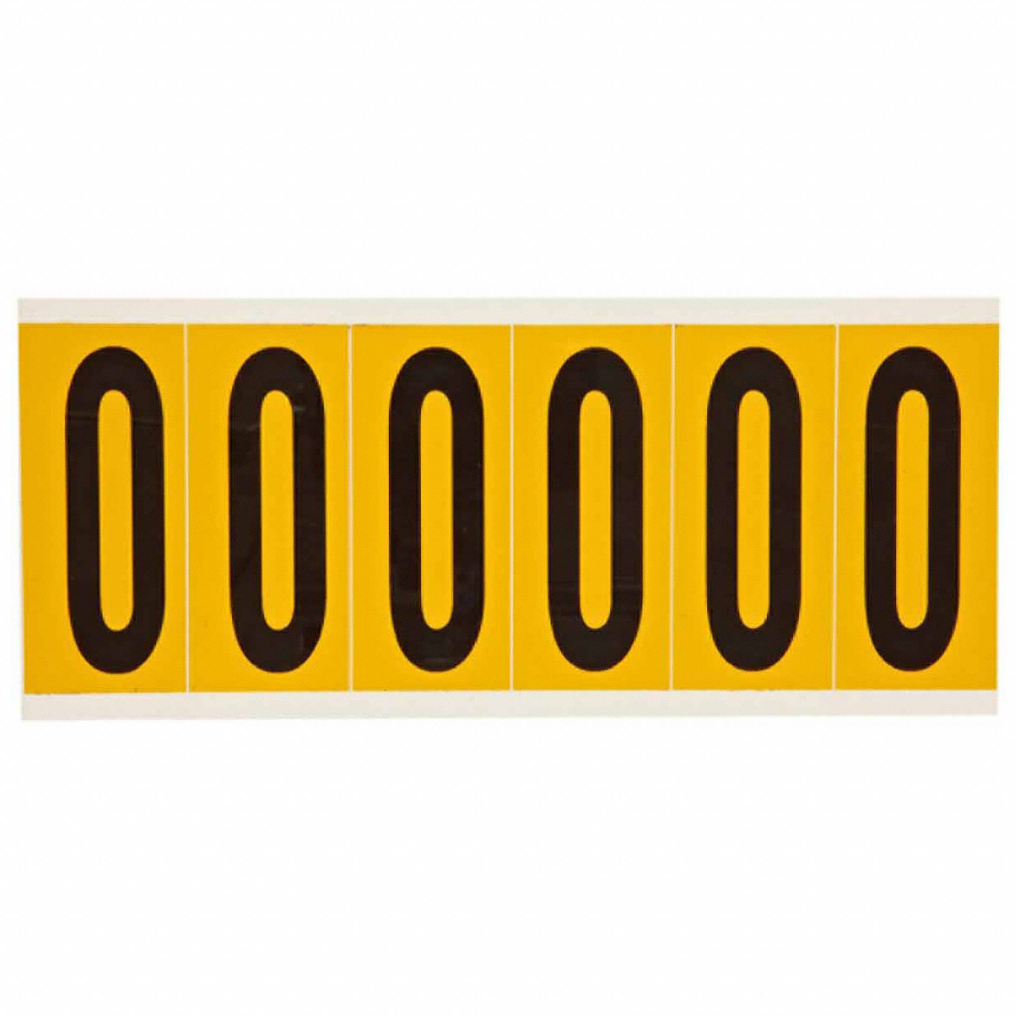 Number Label: 3 in Character Ht, Indoor/Outdoor, Non-Reflective, Gothic, Black, 0, Die Cut, 1 Pieces