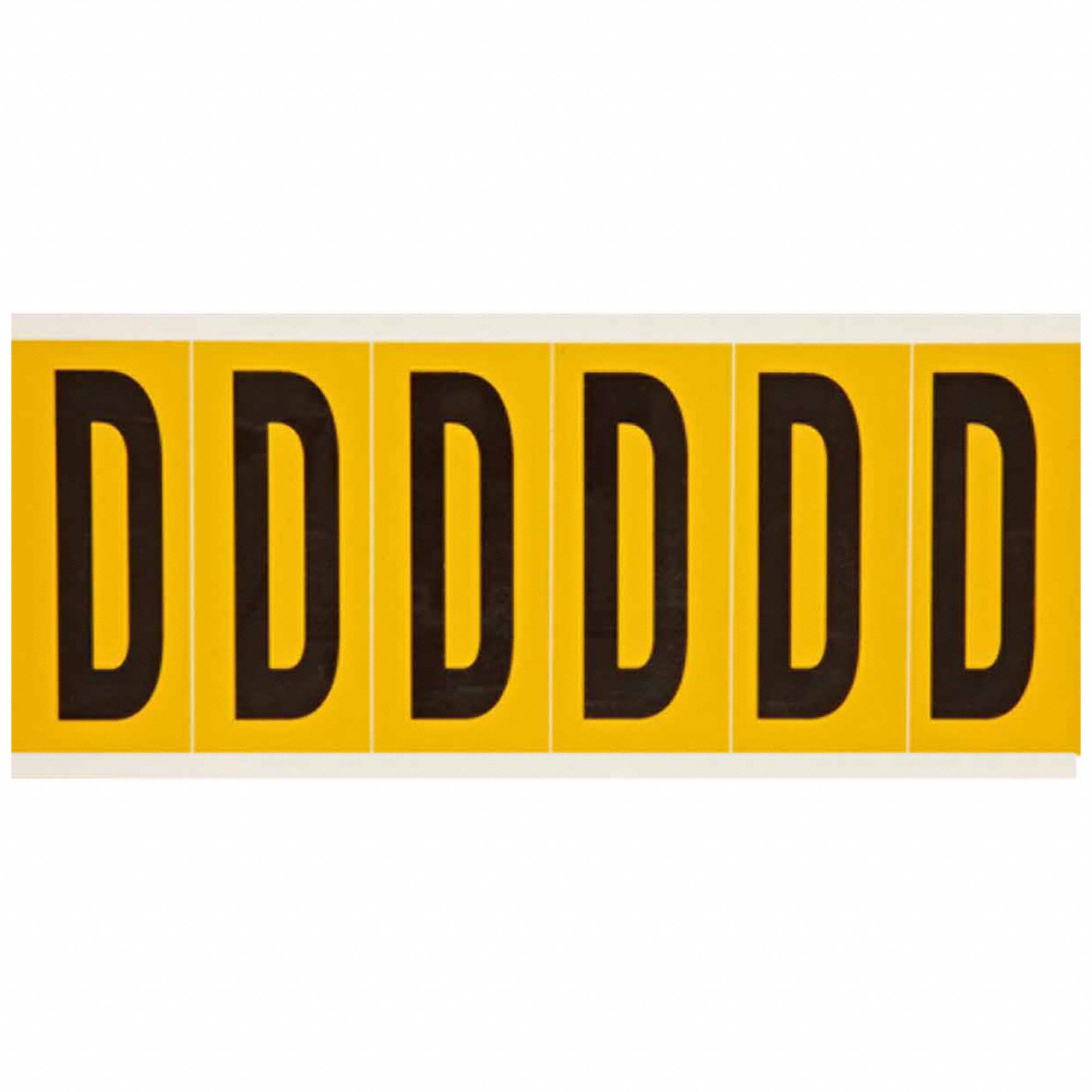 Letter Label: 3 in Character Ht, Indoor/Outdoor, Non-Reflective, Gothic, Black, D, Die Cut, 6 Pieces