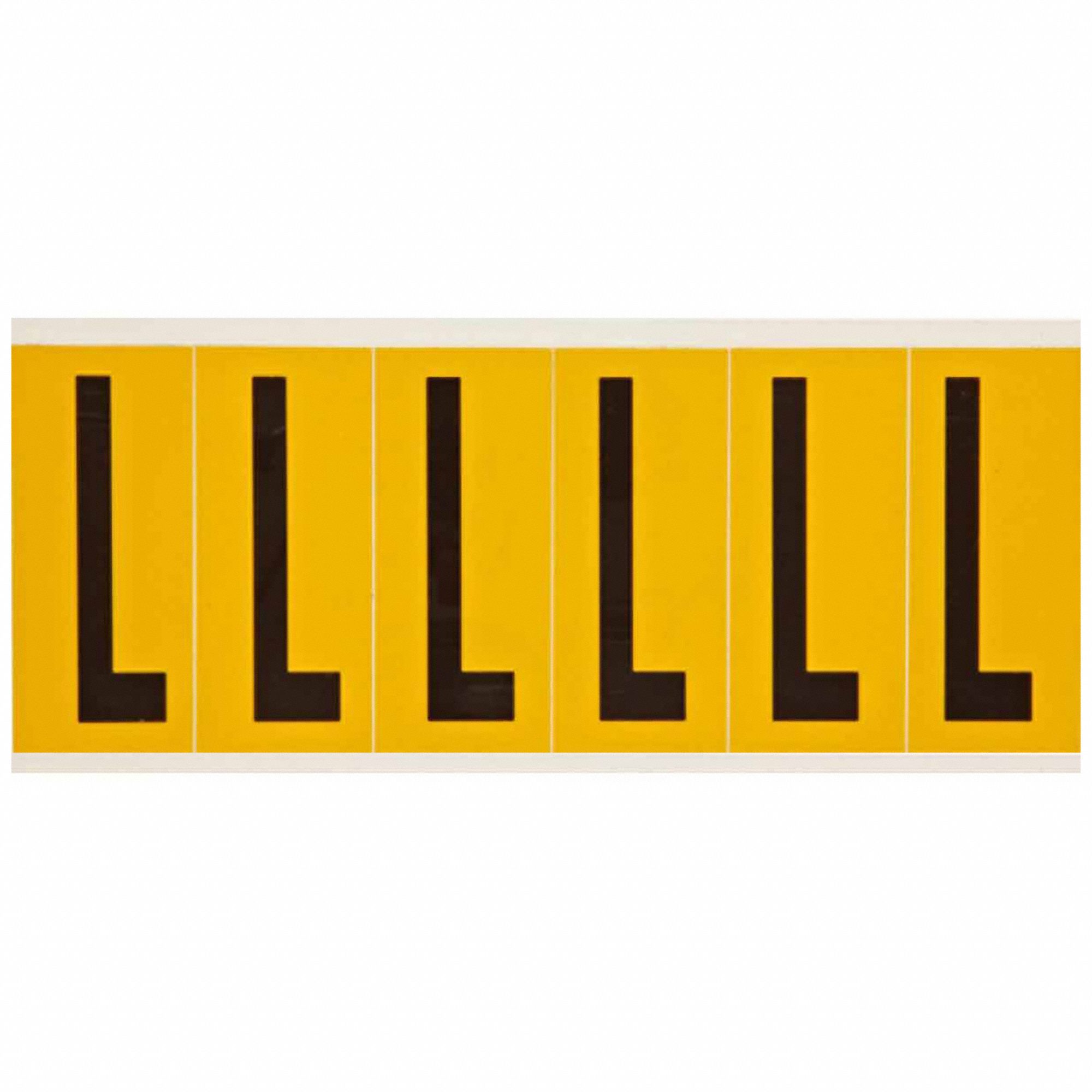 Letter Label: 3 in Character Ht, Indoor/Outdoor, Non-Reflective, Gothic, Black, L, Die Cut, 6 Pieces