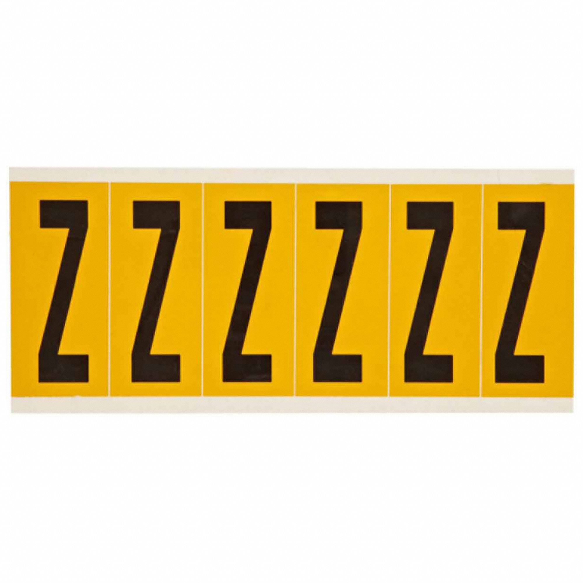 Letter Label: 3 in Character Ht, Indoor/Outdoor, Non-Reflective, Gothic, Black, Z, Die Cut, 6 Pieces