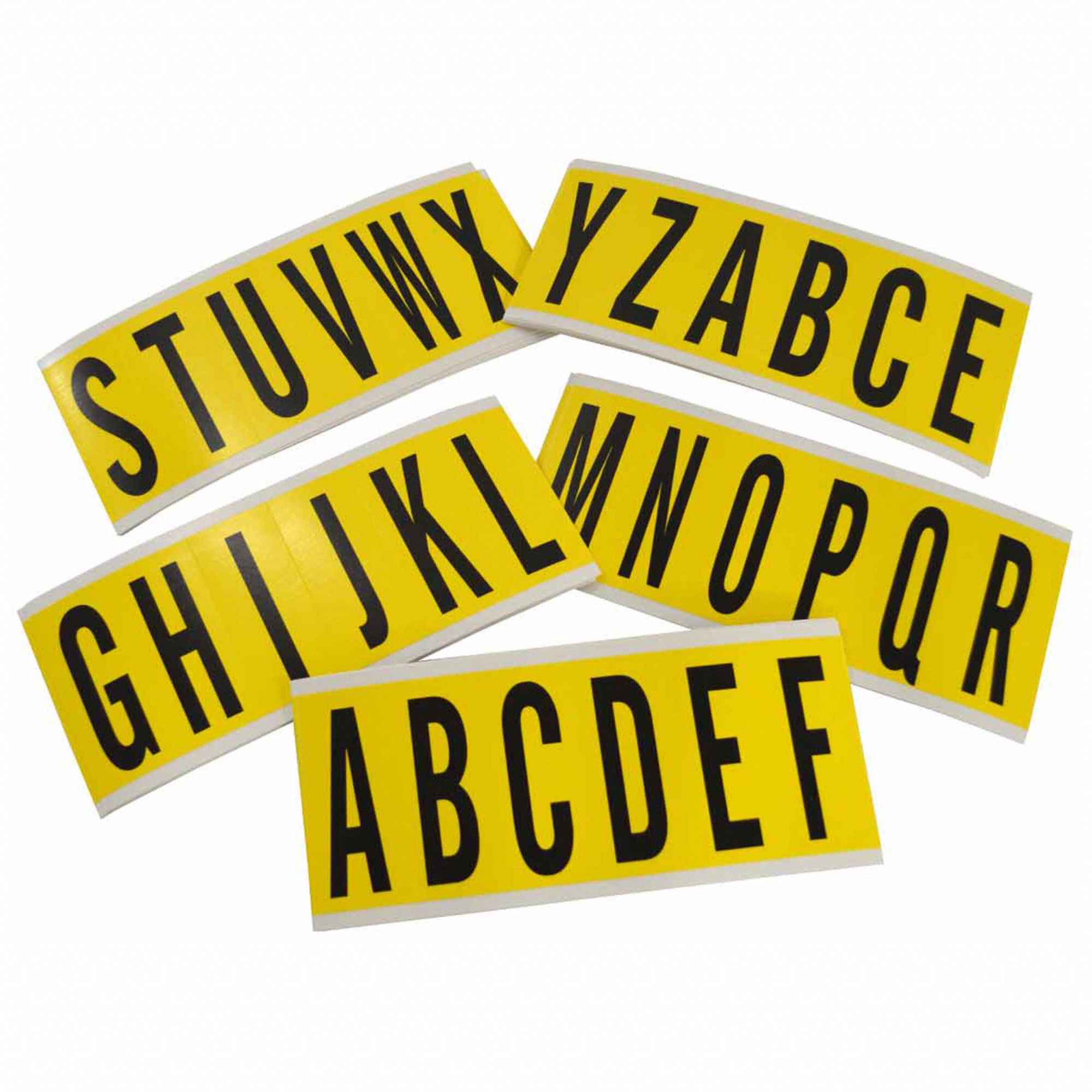 Letter Label Set: 3 in Character Ht, Indoor Only, Non-Reflective, Gothic, Black, A to Z, Die Cut