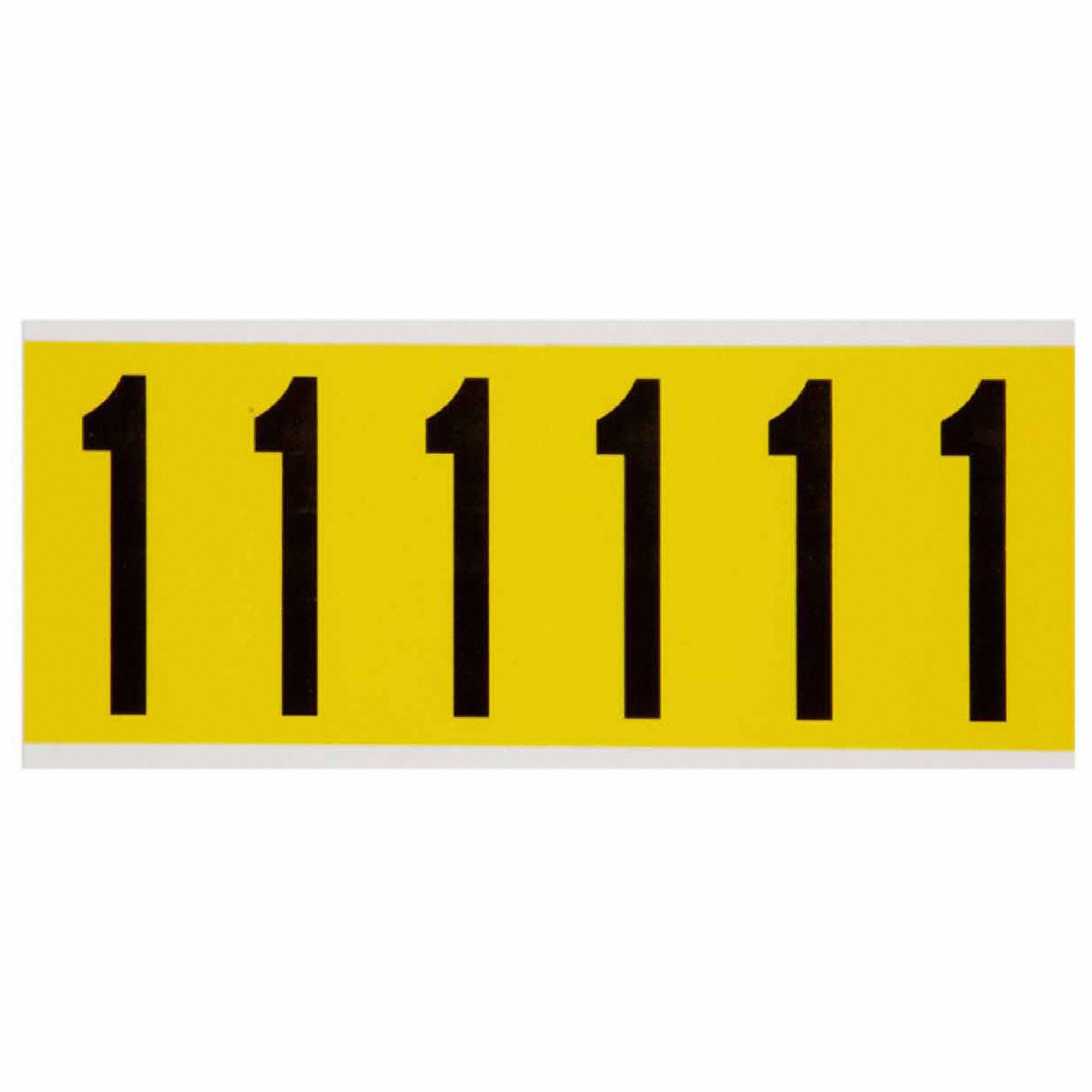 Number Label: 3 in Character Ht, Indoor Only, Non-Reflective, Gothic, Black, 1, Die Cut, Uppercase