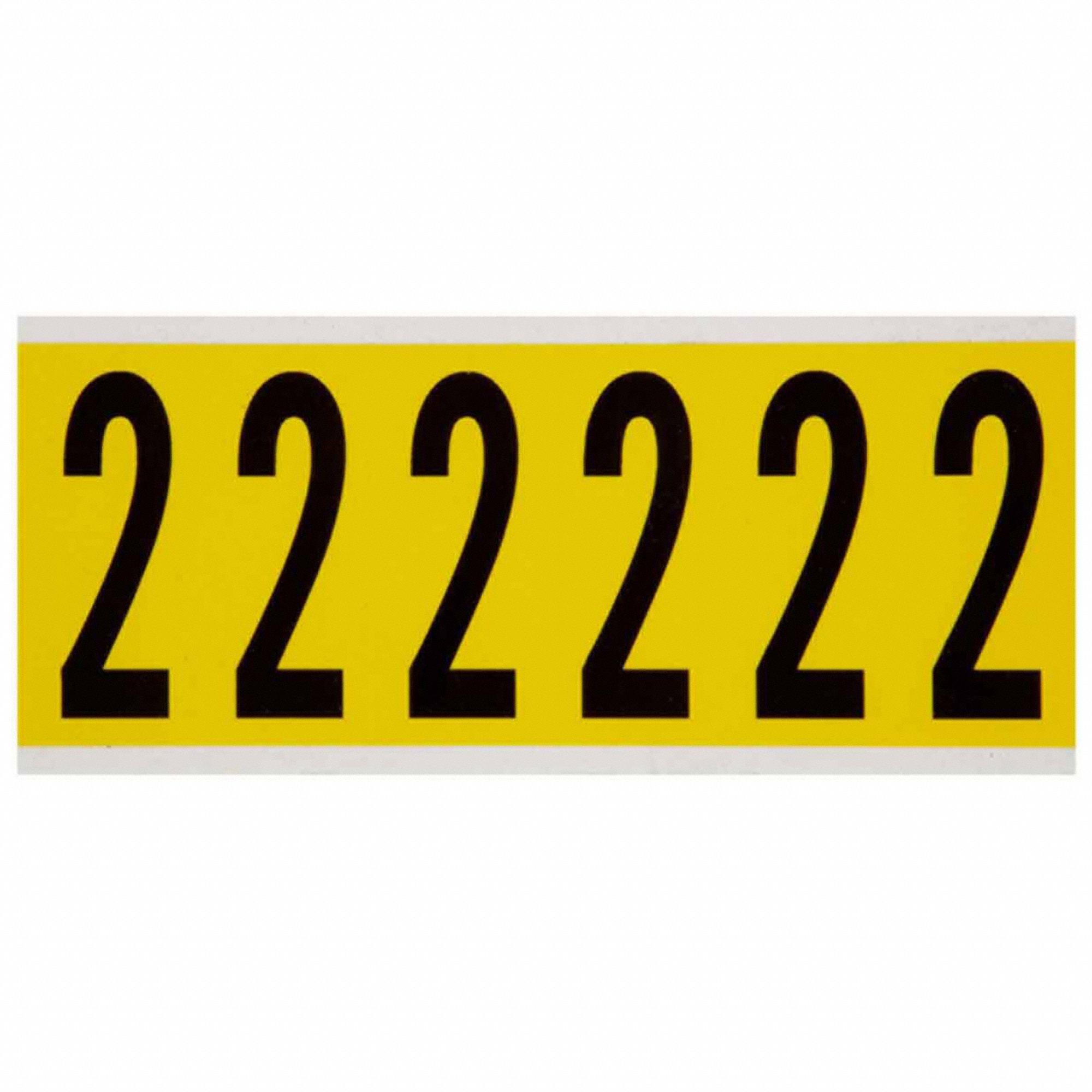 Number Label: 3 in Character Ht, Indoor Only, Non-Reflective, Gothic, Black, 2, Die Cut, Uppercase