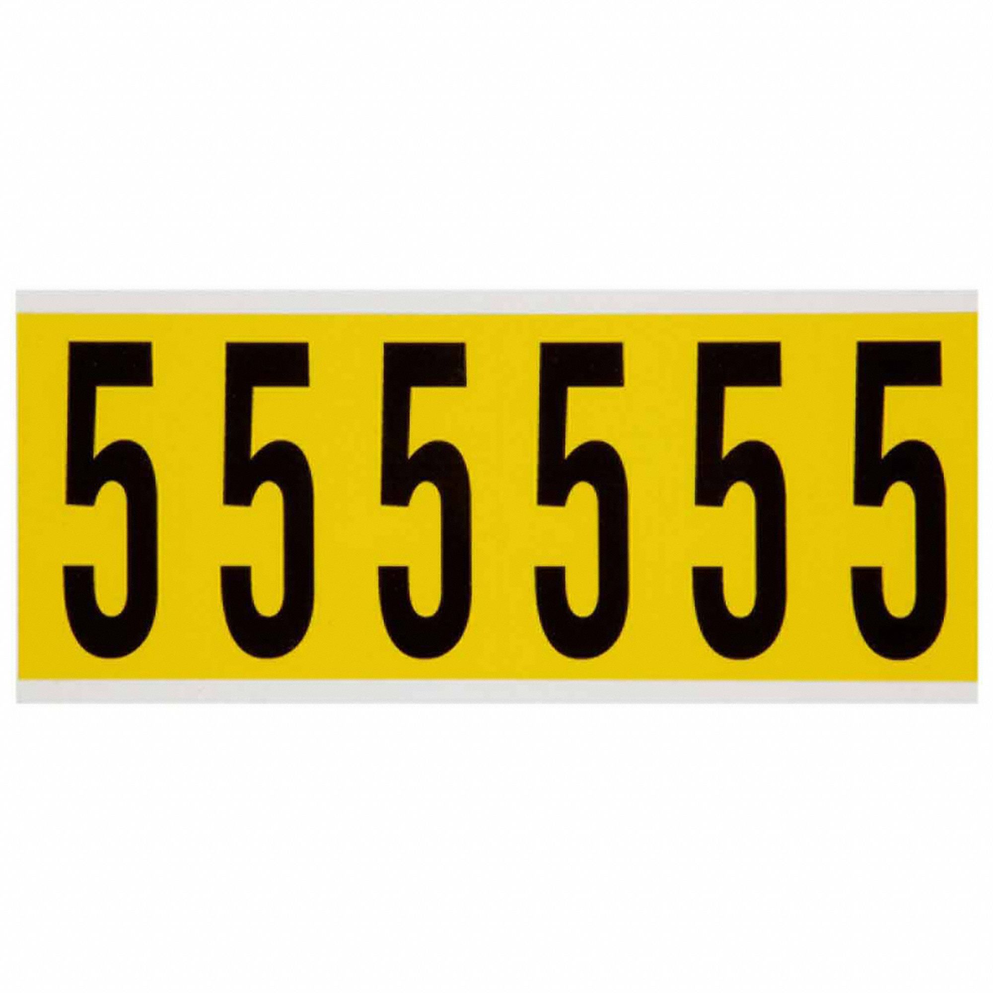 Number Label: 3 in Character Ht, Indoor Only, Non-Reflective, Gothic, Black, 5, Die Cut, Uppercase