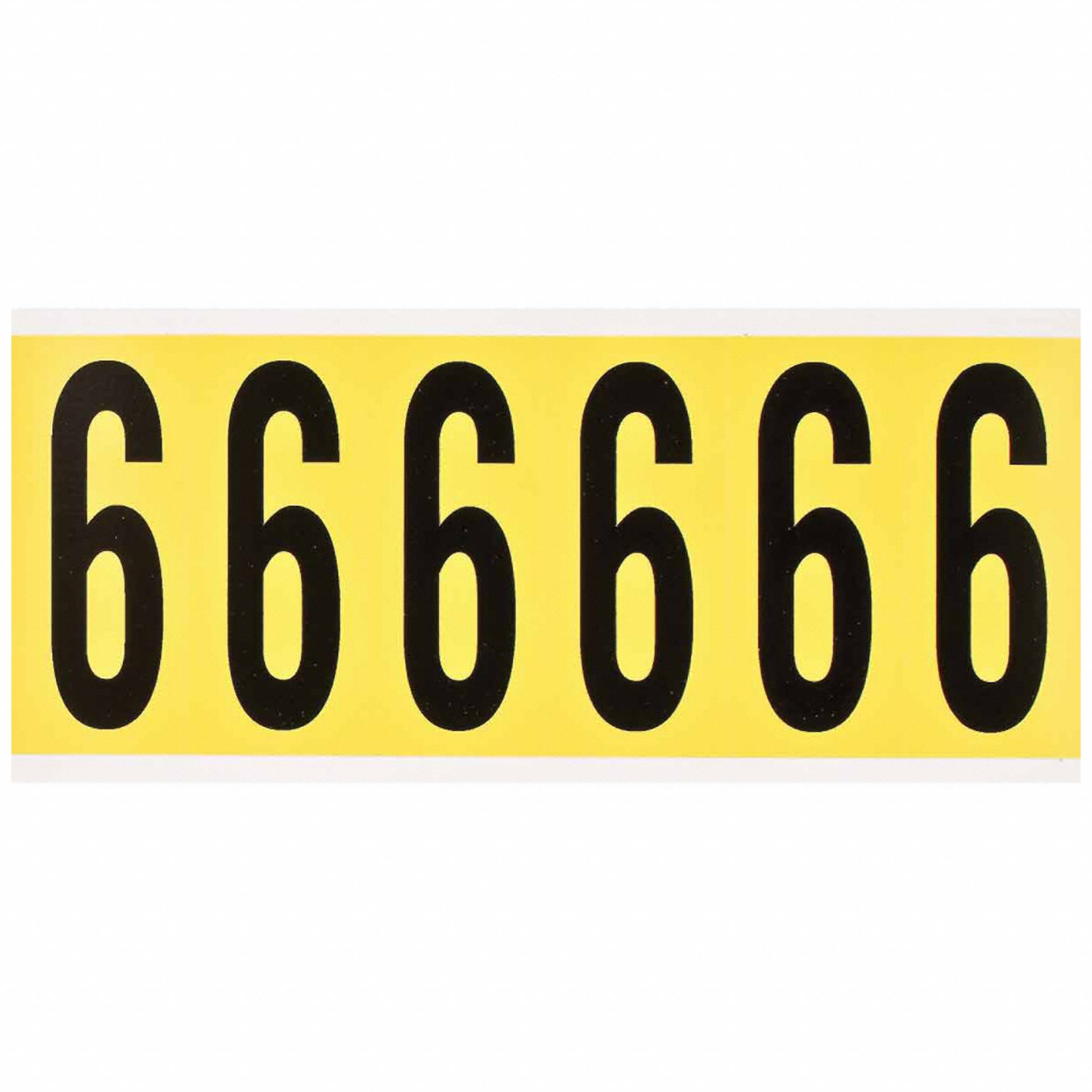 Number Label: 3 in Character Ht, Indoor Only, Non-Reflective, Gothic, Black, 6 or 9, Die Cut, Black