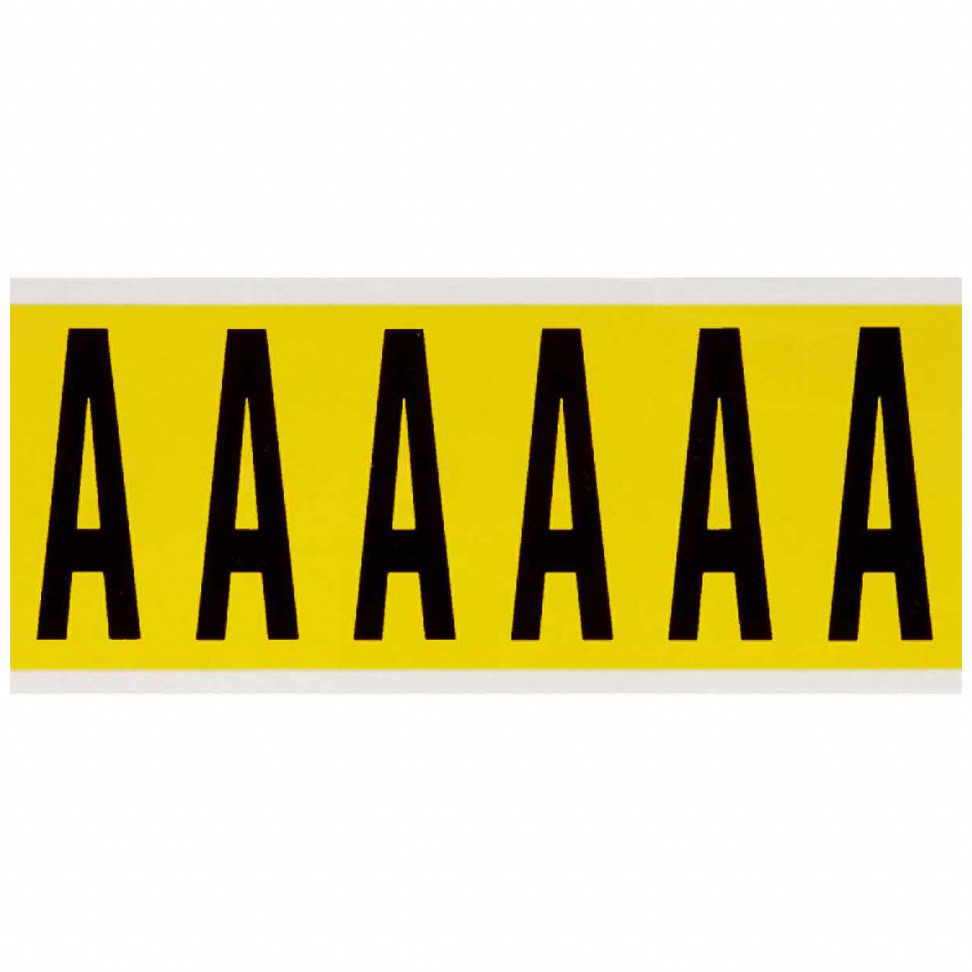 Letter Label: 3 in Character Ht, Indoor Only, Non-Reflective, Gothic, Black, A, Die Cut, Uppercase