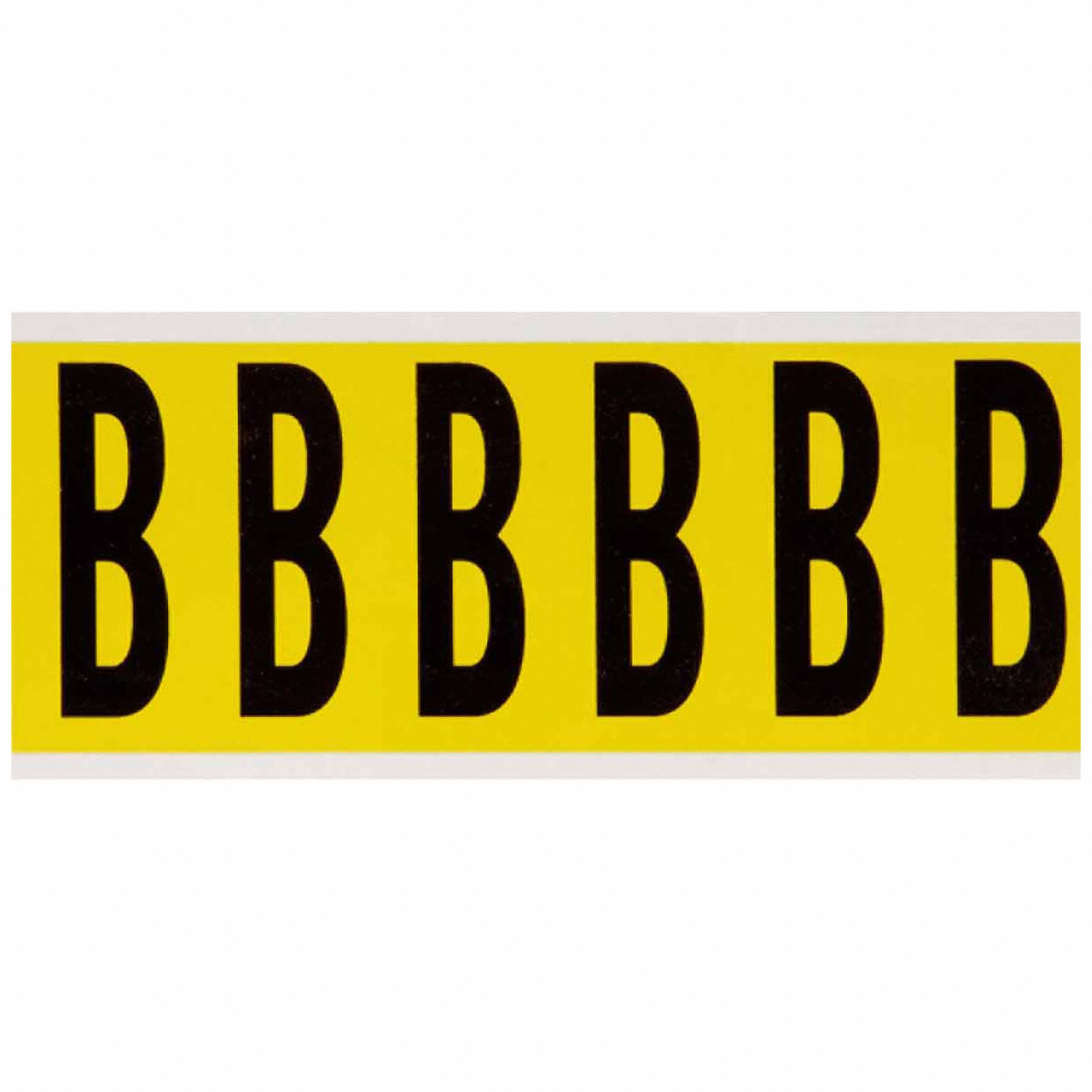 Letter Label: 3 in Character Ht, Indoor Only, Non-Reflective, Gothic, Black, B, Die Cut, Uppercase