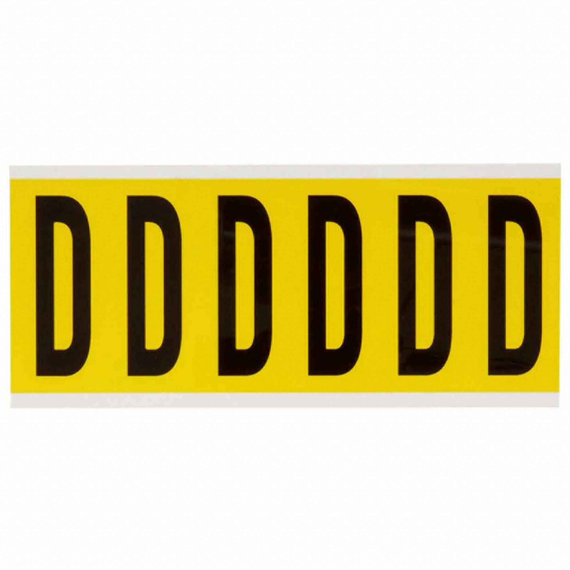 Letter Label: 3 in Character Ht, Indoor Only, Non-Reflective, Gothic, Black, D, Die Cut, Uppercase