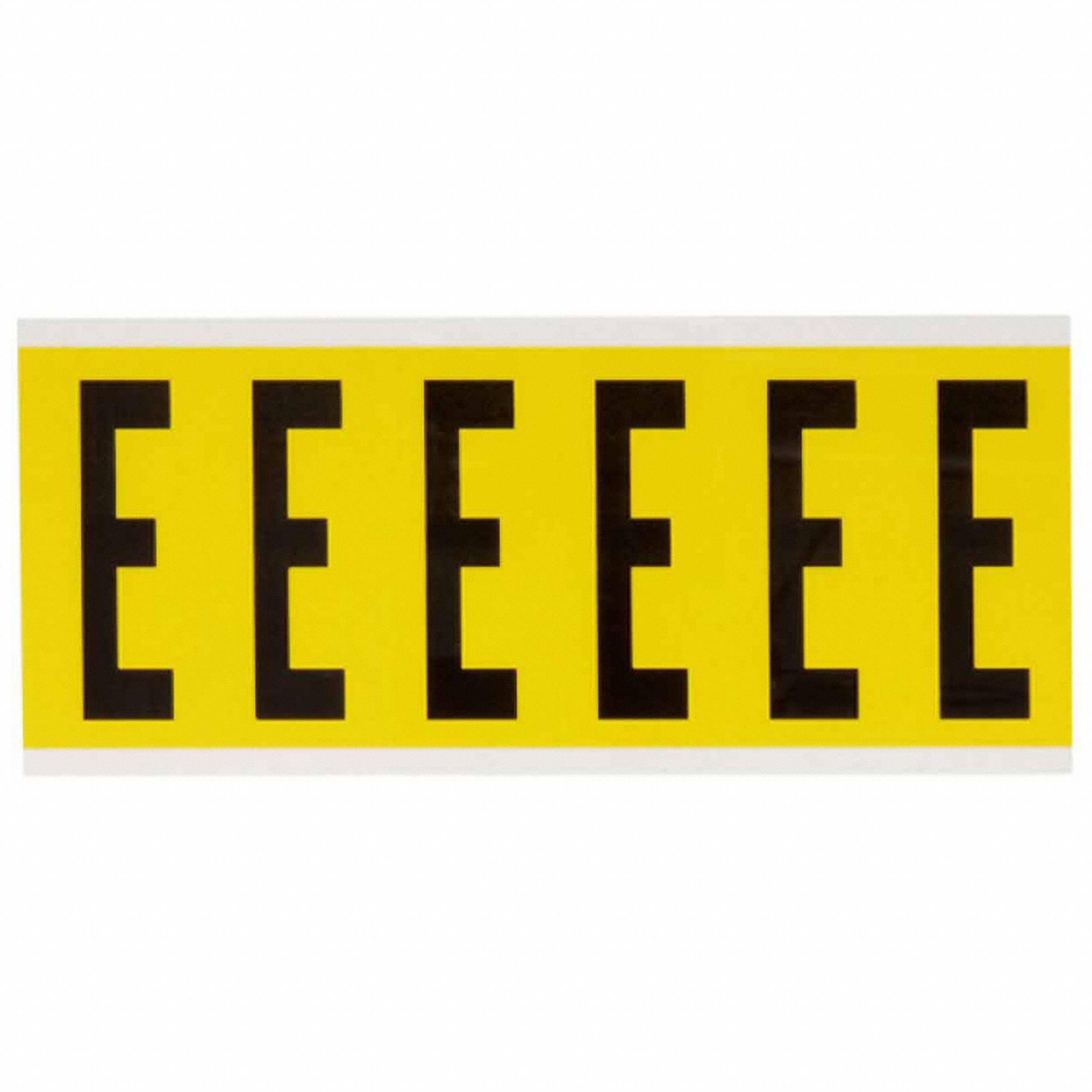 Letter Label: 3 in Character Ht, Indoor Only, Non-Reflective, Gothic, Black, E, Die Cut, Uppercase