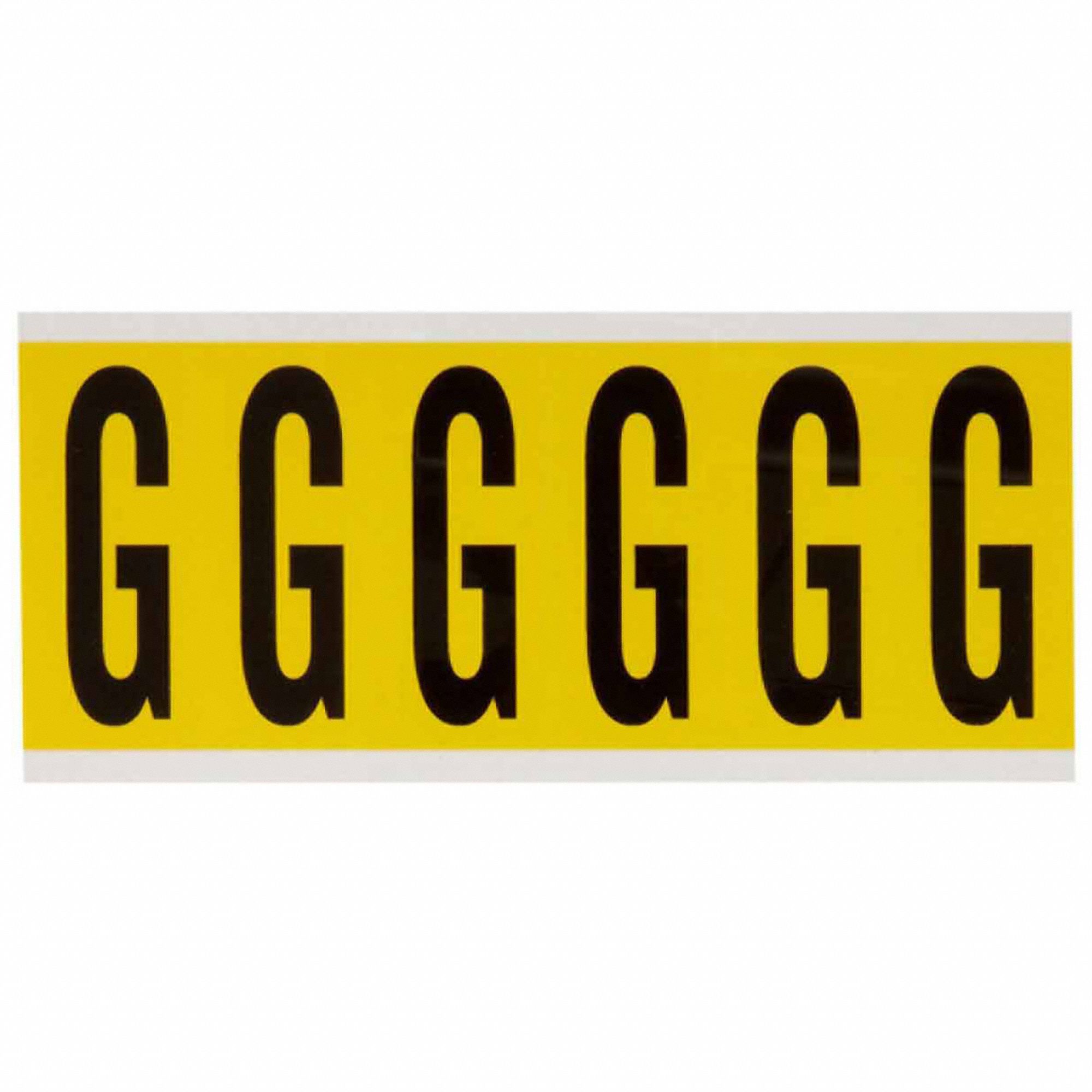 Letter Label: 3 in Character Ht, Indoor Only, Non-Reflective, Gothic, Black, G, Die Cut, Uppercase