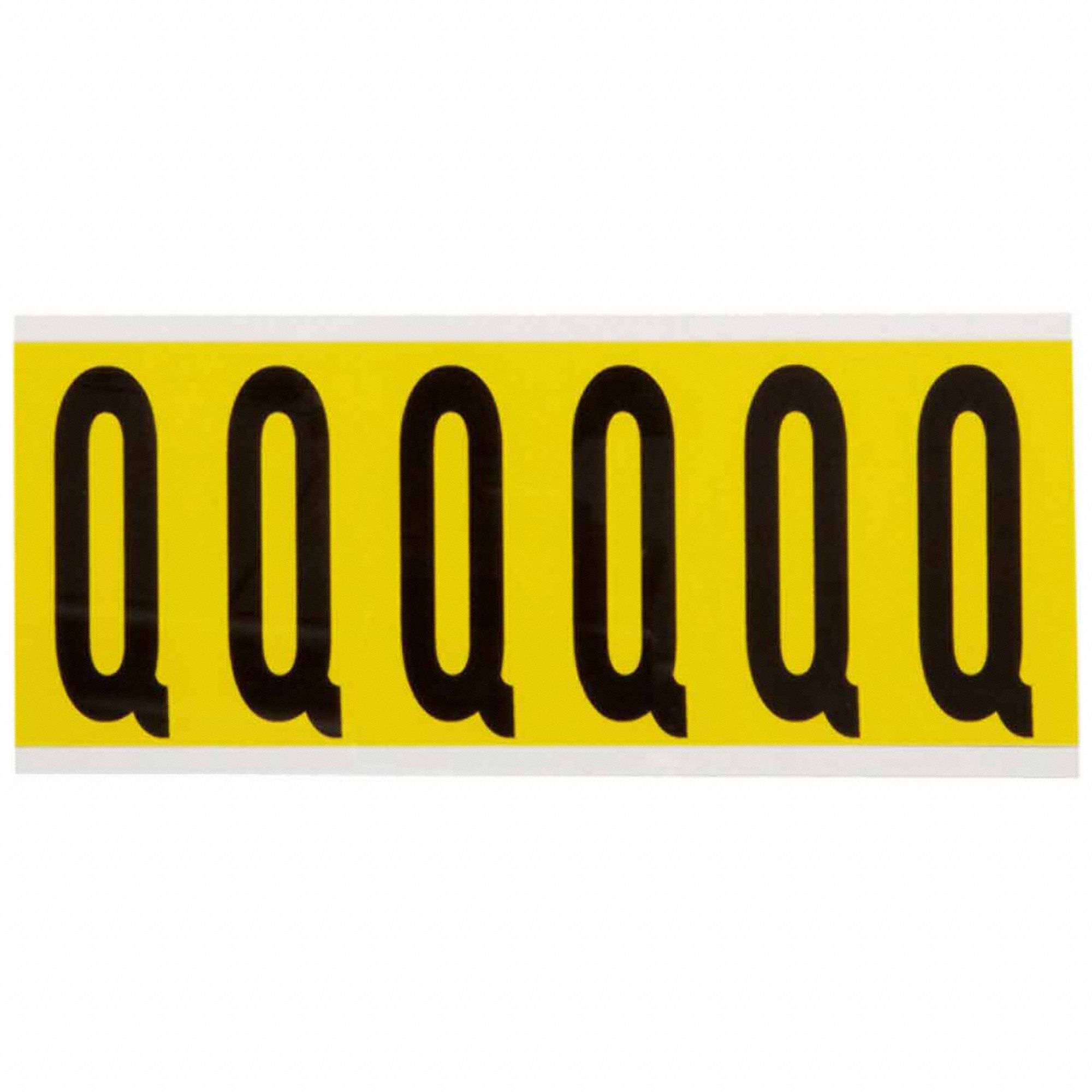 Letter Label: 3 in Character Ht, Indoor Only, Non-Reflective, Gothic, Black, Q, Die Cut, Uppercase