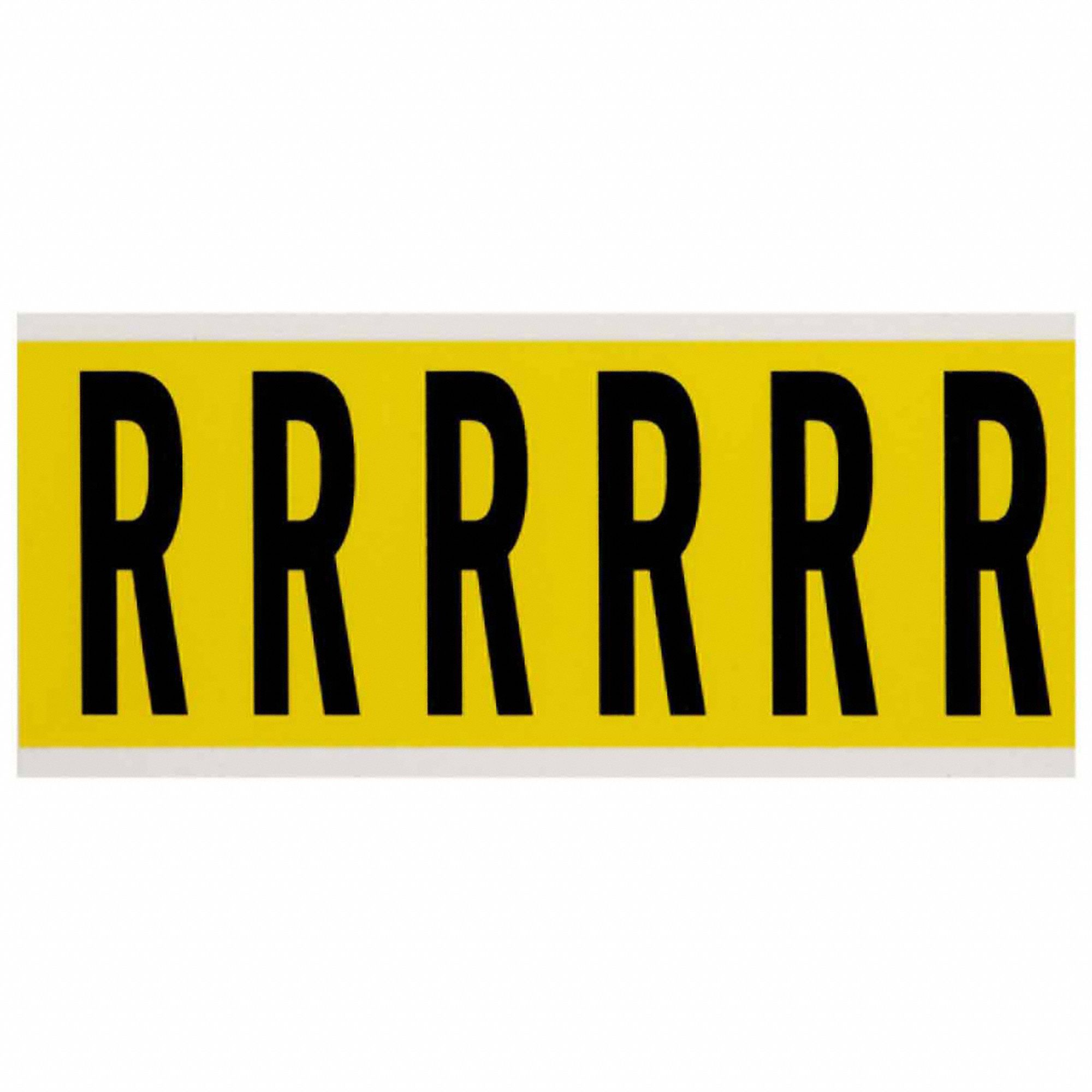 Letter Label: 3 in Character Ht, Indoor Only, Non-Reflective, Gothic, Black, R, Die Cut, Uppercase