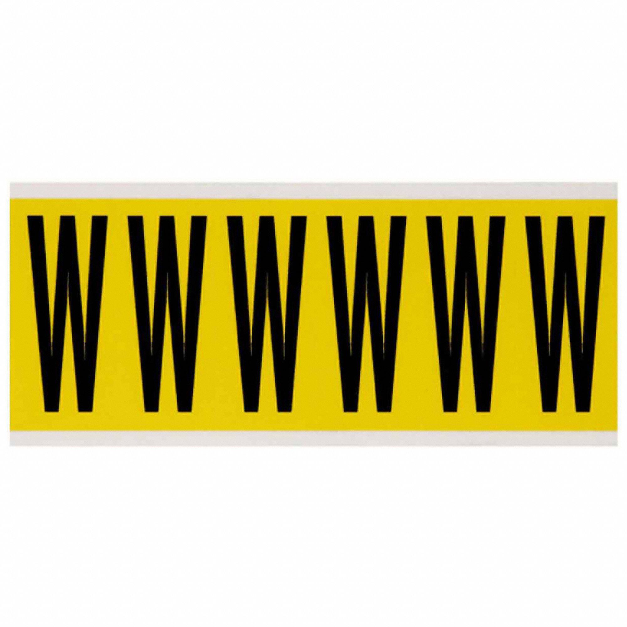 Letter Label: 3 in Character Ht, Indoor Only, Non-Reflective, Gothic, Black, W, Die Cut, Uppercase