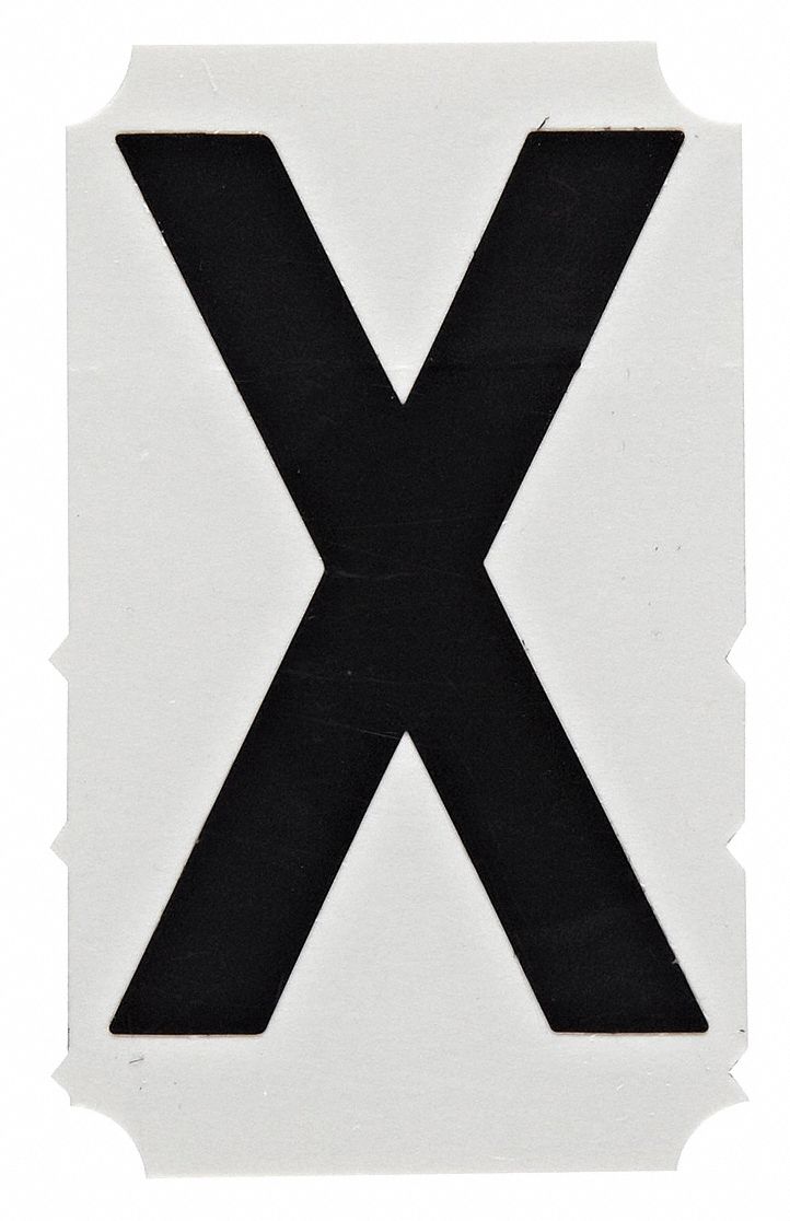 BRADY Letter Label, X, Black, 3 in Character Height, 10 PK 24VA435100X Grainger