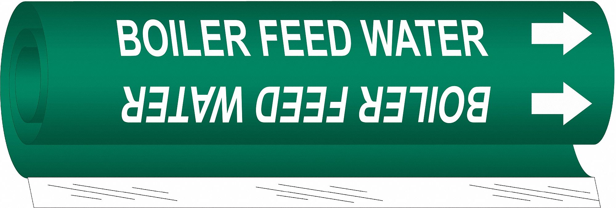 Pipe Marker: Boiler Feed Water, Green, White, Fits 1 1/2 to 2 3/8 in Pipe O.D., 1 Pipe Markers