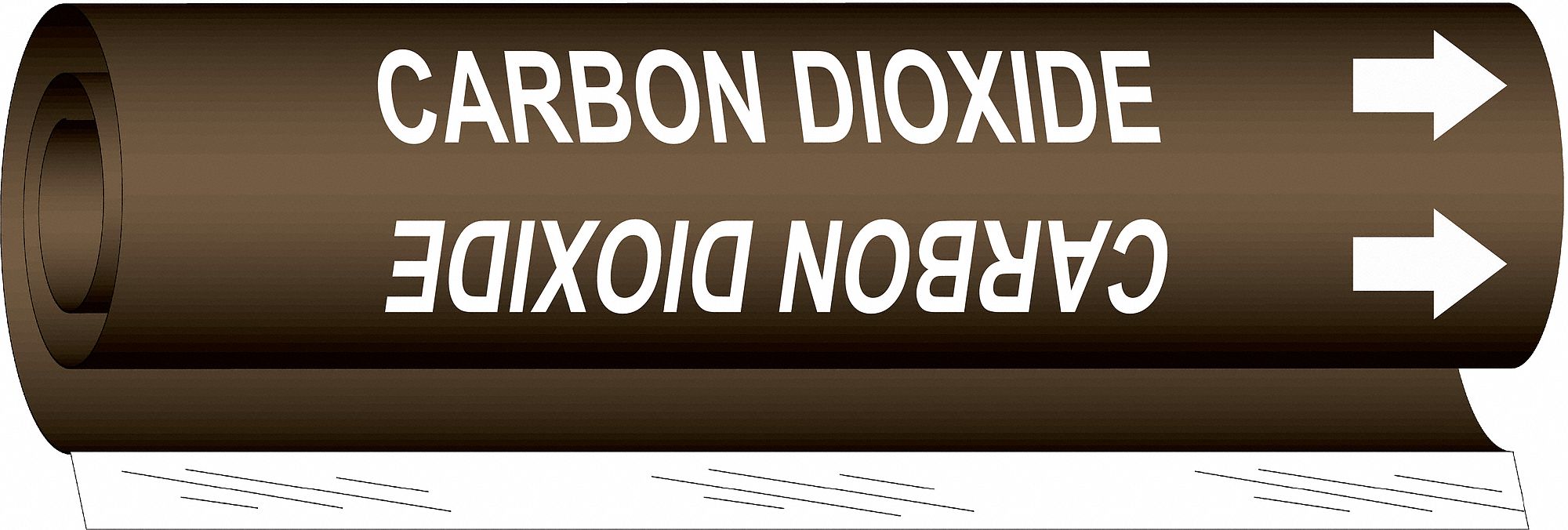 Pipe Marker: Carbon Dioxide, Brown, White, Fits 1 1/2 to 2 3/8 in Pipe O.D., 1 Pipe Markers