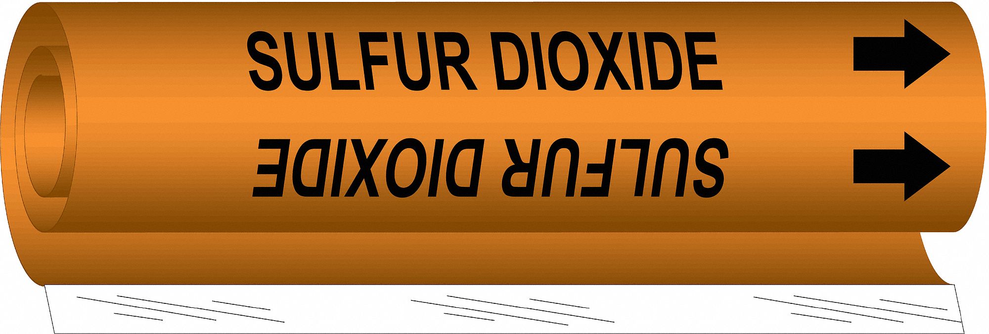 Pipe Marker: Sulfuric Acid, Orange, Black, Fits 1 1/2 to 2 3/8 in Pipe O.D., 1 Pipe Markers