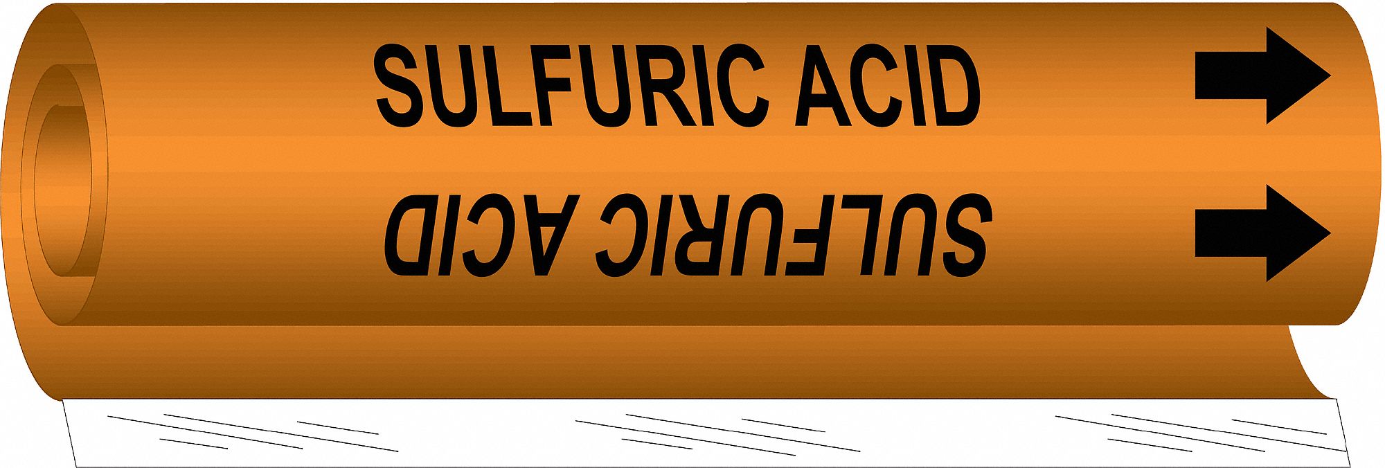 Pipe Marker: Sulfuric Acid, Orange, Black, Fits 1/2 to 1 3/8 in Pipe O.D., 1 Pipe Markers