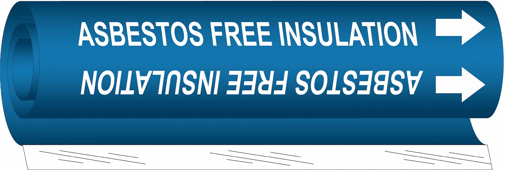 Pipe Marker: Asbestos Free Insulation, Blue, White, Fits 1 1/2 to 2 3/8 in Pipe O.D., 1 Pipe Markers