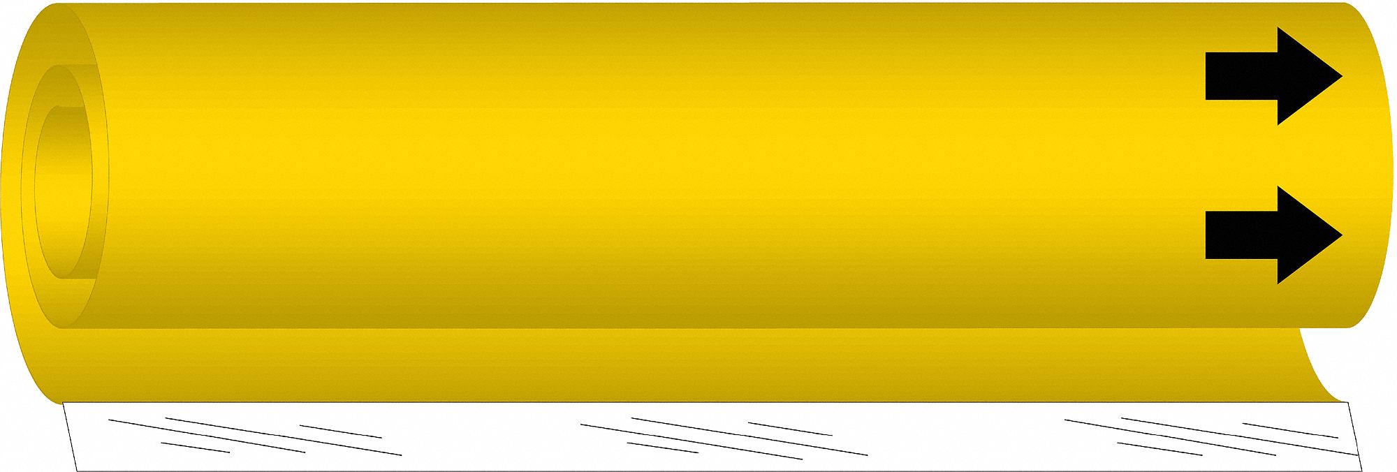 BRADY Pipe Marker Yellow, Black, Fits 2 1/2 to 7 7/8 in Pipe O.D., 1