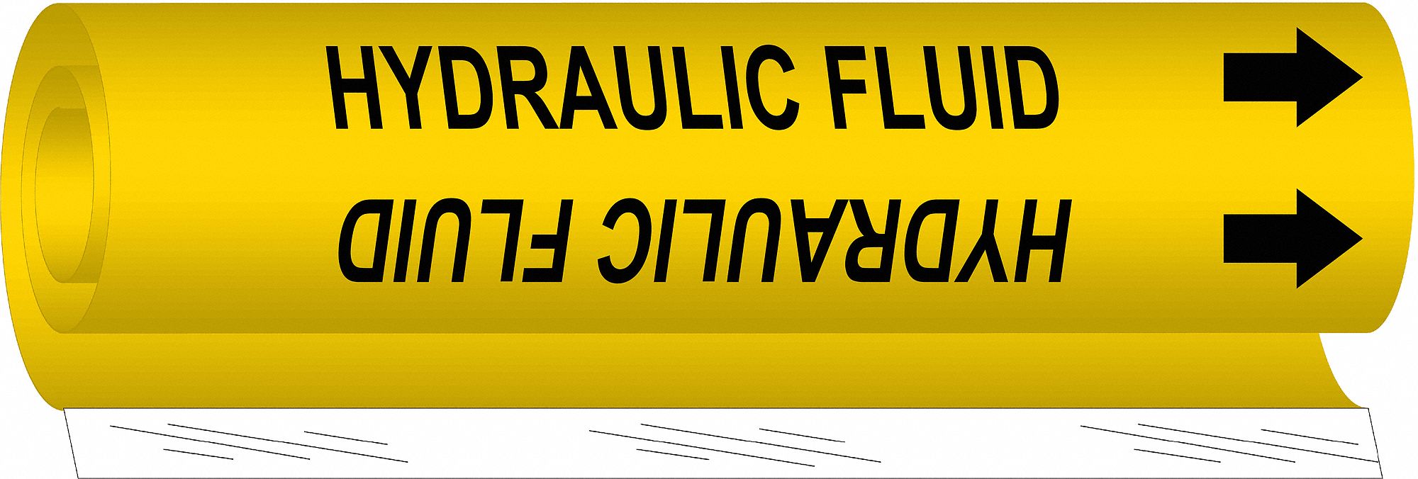 Pipe Marker: Hydraulic Fluid, Yellow, Black, Fits 1 1/2 to 2 3/8 in Pipe O.D., 1 Pipe Markers