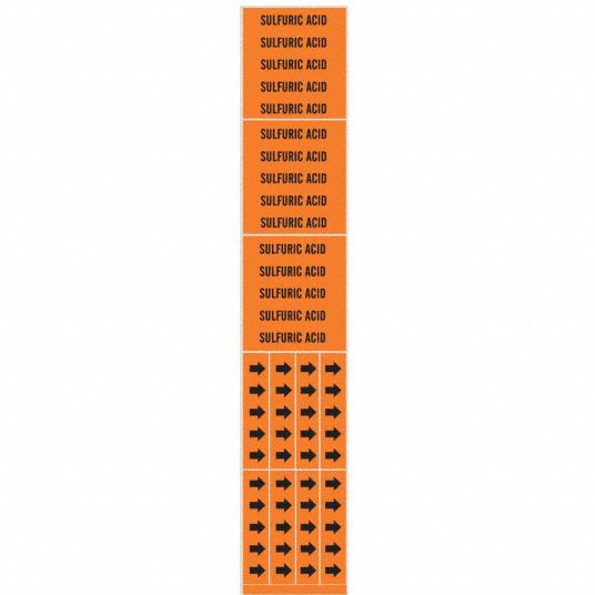 Sulfuric Acid, Orange, Pipe Marker - 24VG94|7416-3C - Grainger