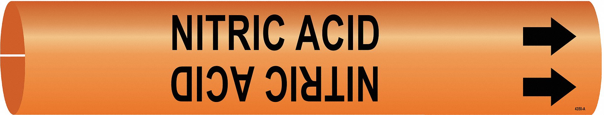 Pipe Marker: Nitric Acid, Orange, Black, Fits 1 1/2 to 2 3/8 in Pipe O.D., 1 Pipe Markers